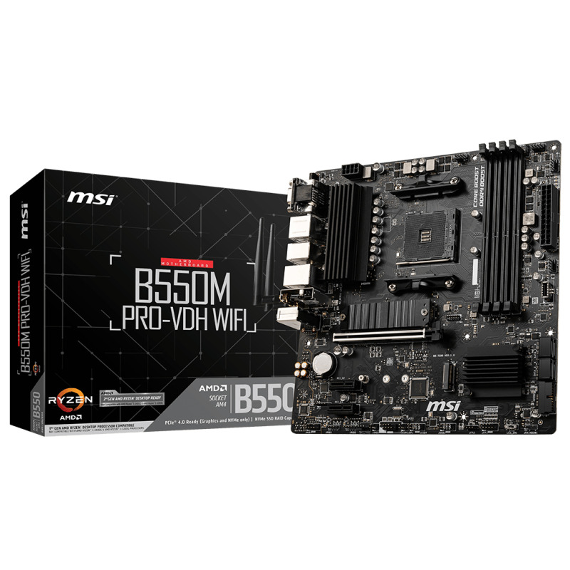 MB MSI B550 AMD S-AM4 3A GEN/4XDRR4 3200MHZ/PCIE 4.0/HDMI/DVI/4XUSB 3.2/M.2/WIFI-AC/BLUETOOTH 4.2/ MICRO ATX/GAMA MEDIA